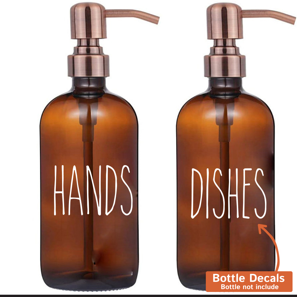 Vinyl Floor Plank - 4pcs Waterproof Hands Dishes Bottle Labels